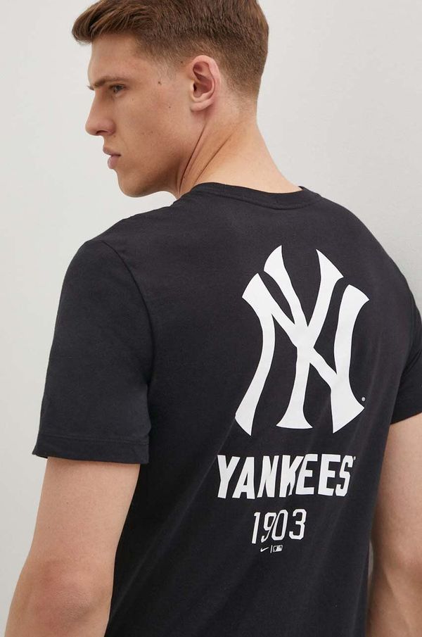 Nike Bombažna kratka majica Nike New York Yankees moška, črna barva