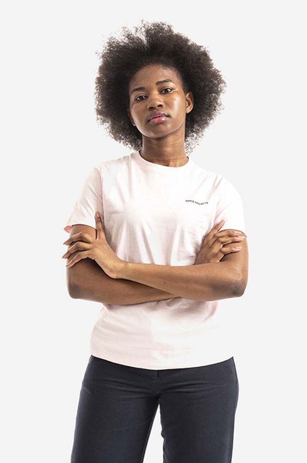 Norse Projects Bombažna kratka majica Norse Projects Gro Logo roza barva