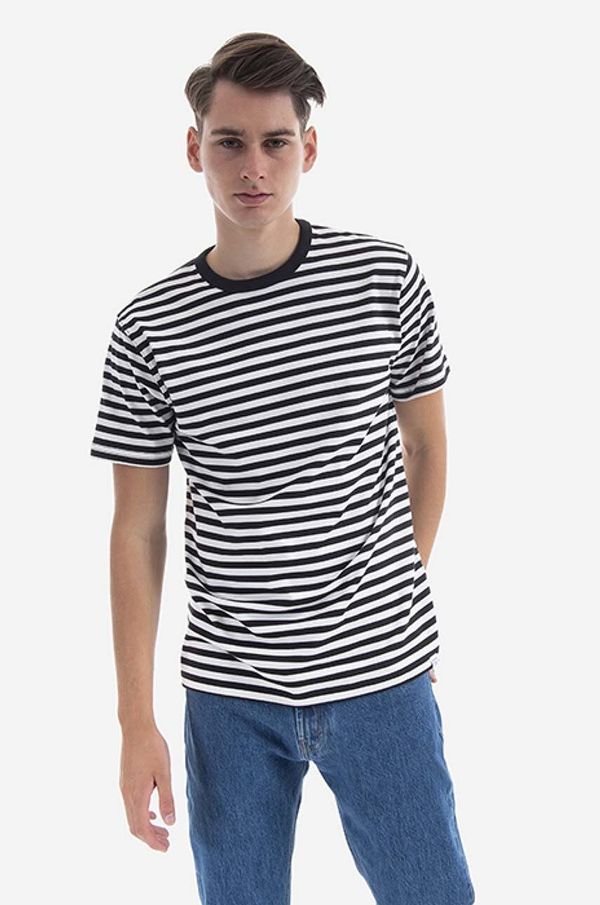 Norse Projects Bombažna kratka majica Norse Projects Niels Classic Stripe bela barva