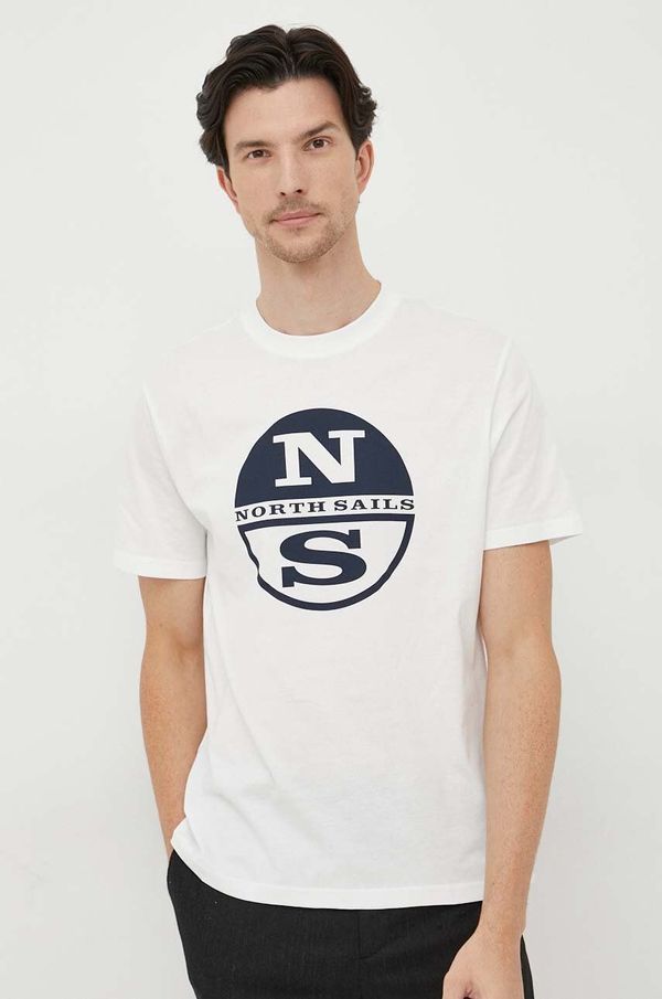 North Sails Bombažna kratka majica North Sails bela barva