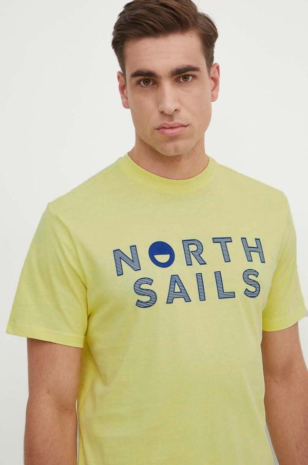 North Sails Bombažna kratka majica North Sails moška, rumena barva, 692973