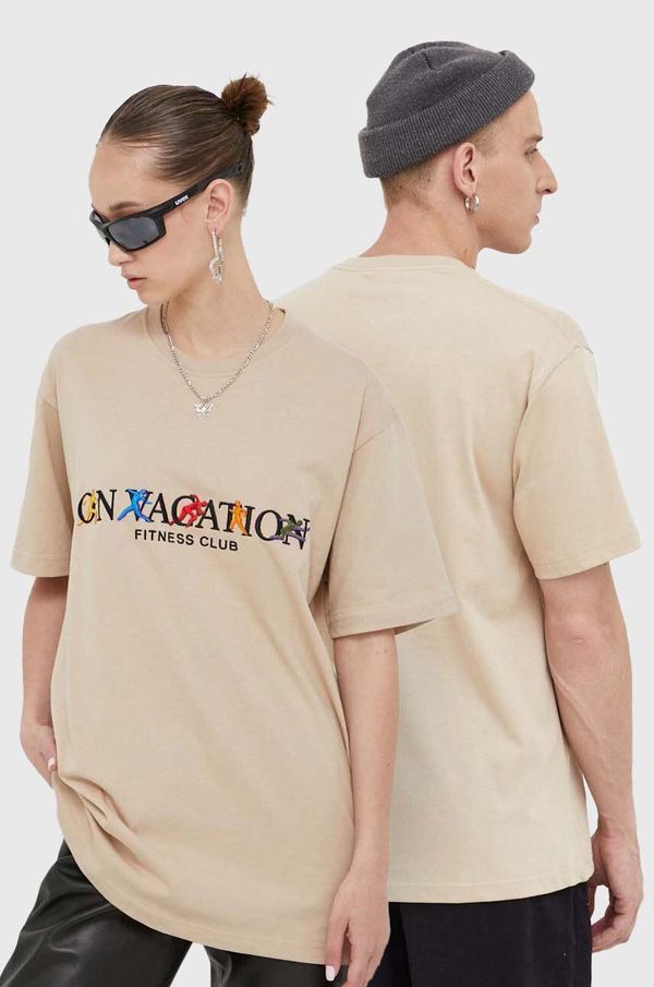 On Vacation Bombažna kratka majica On Vacation bež barva