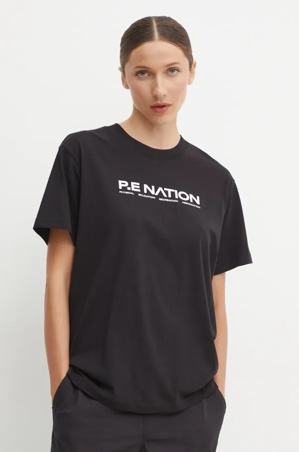 P.E Nation Bombažna kratka majica P.E Nation Aero SS Tee ženska, črna barva, 243T329