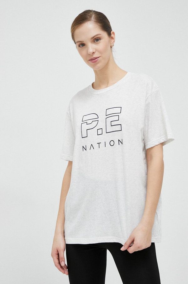 P.E Nation Bombažna kratka majica P.E Nation siva barva