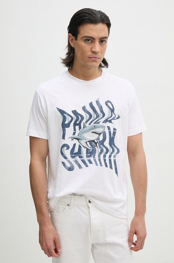 Paul&Shark Bombažna kratka majica Paul&Shark moška, bela barva, 14311626