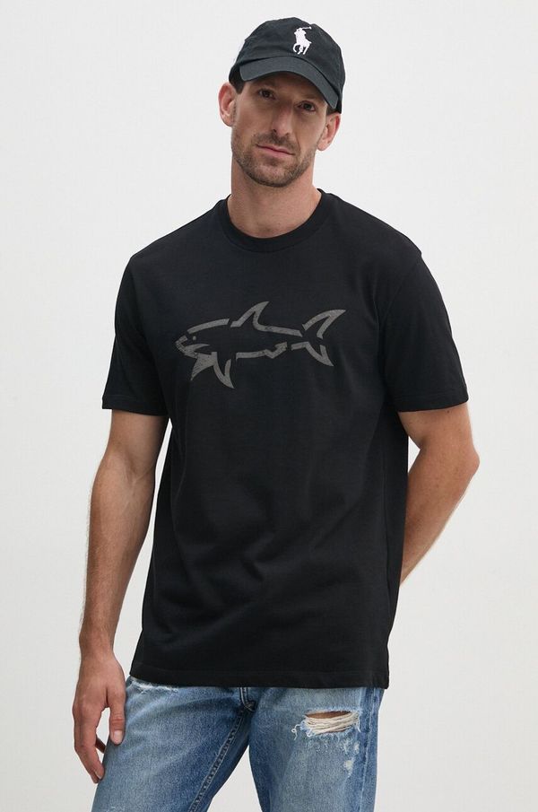 Paul&Shark Bombažna kratka majica Paul&Shark moška, črna barva, 14311653