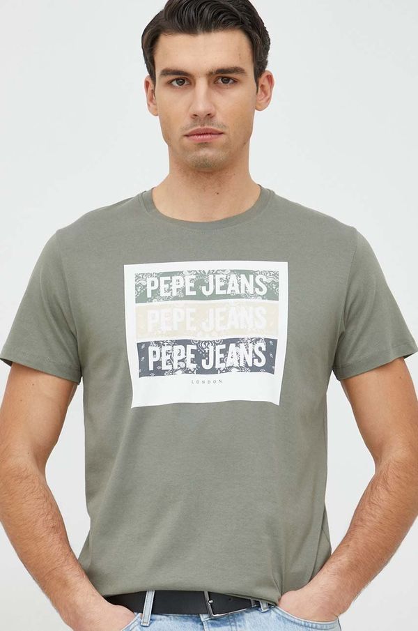 Pepe Jeans Bombažna kratka majica Pepe Jeans Acee zelena barva