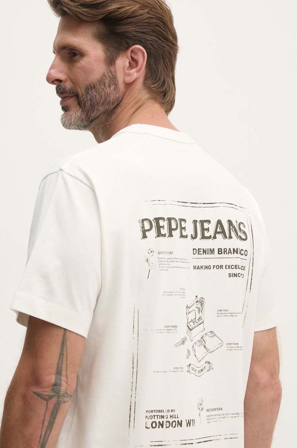 Pepe Jeans Bombažna kratka majica Pepe Jeans AUSTIN moška, bela barva, PM509631