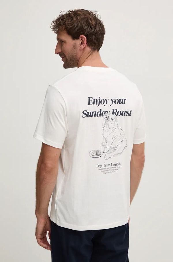 Pepe Jeans Bombažna kratka majica Pepe Jeans AXEL C TEE moška, bela barva, PM509712