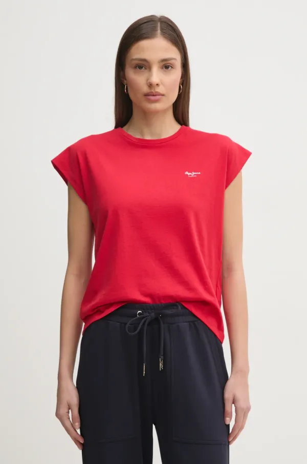 Pepe Jeans Bombažna kratka majica Pepe Jeans BLOOMA ženska, rdeča barva, PL506030