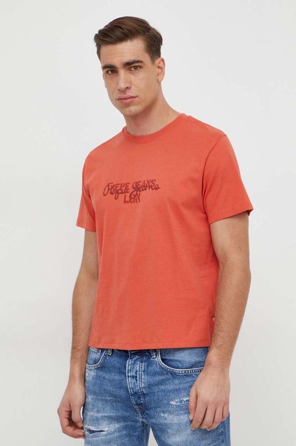 Pepe Jeans Bombažna kratka majica Pepe Jeans Chris moška, oranžna barva