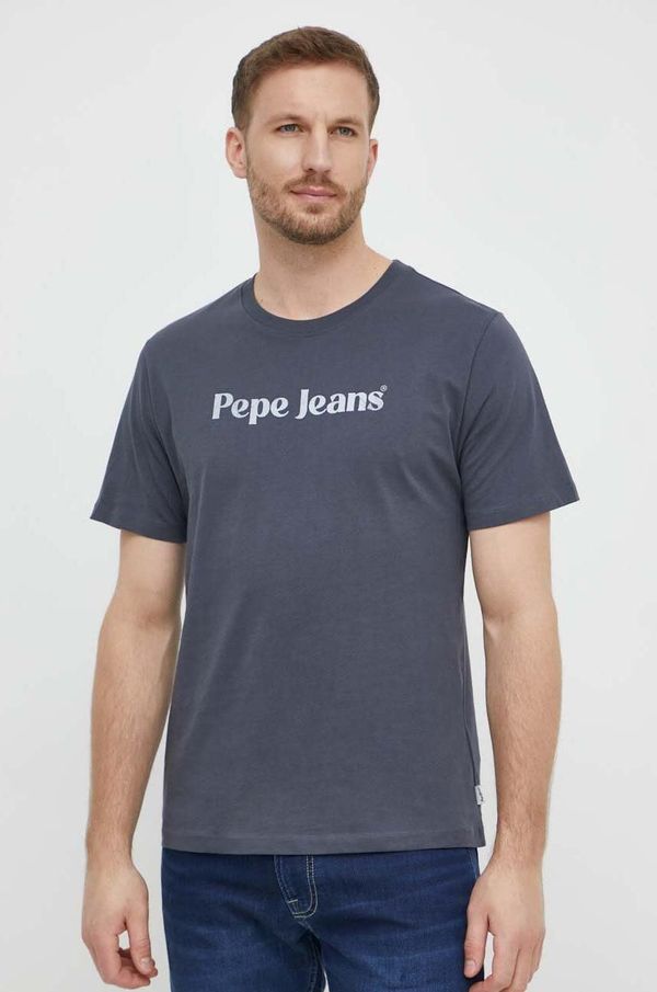 Pepe Jeans Bombažna kratka majica Pepe Jeans CLIFTON moška, siva barva, PM509374