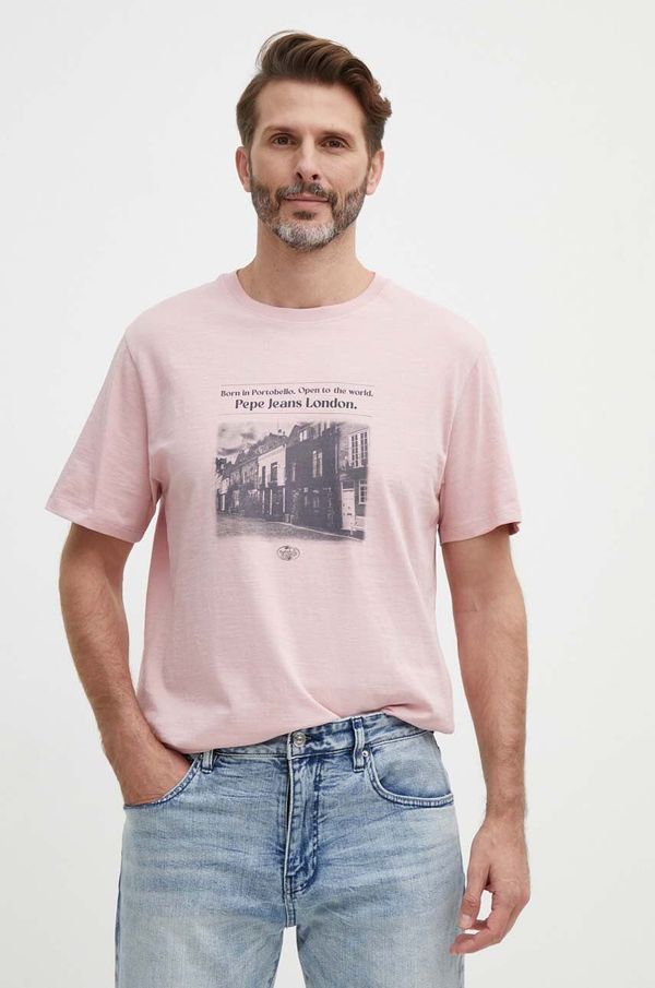 Pepe Jeans Bombažna kratka majica Pepe Jeans COOPER moška, roza barva, PM509379