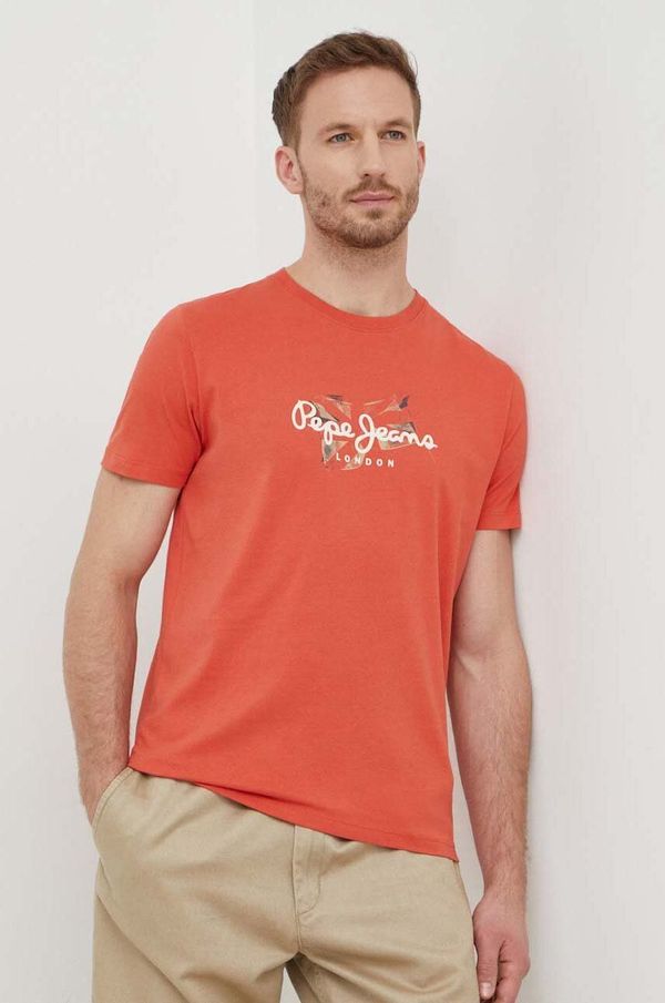 Pepe Jeans Bombažna kratka majica Pepe Jeans Count moška, oranžna barva