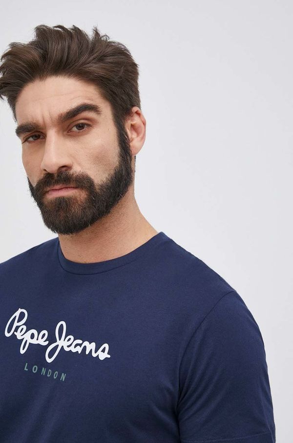 Pepe Jeans Bombažna kratka majica Pepe Jeans Eggo N mornarsko modra barva