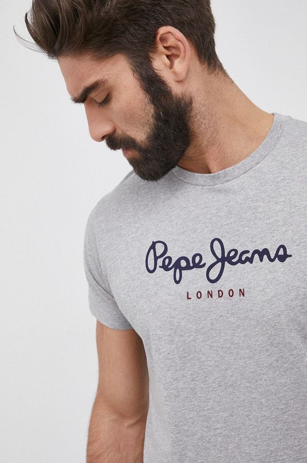 Pepe Jeans Bombažna kratka majica Pepe Jeans Eggo N siva barva