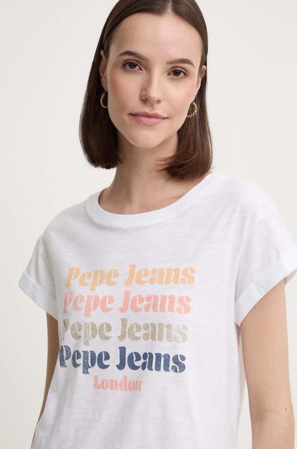 Pepe Jeans Bombažna kratka majica Pepe Jeans EILEEN ženska, bela barva, PL505894