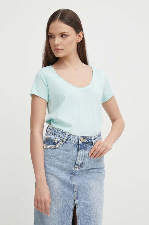 Pepe Jeans Bombažna kratka majica Pepe Jeans LUNA ženska, turkizna barva, PL505856