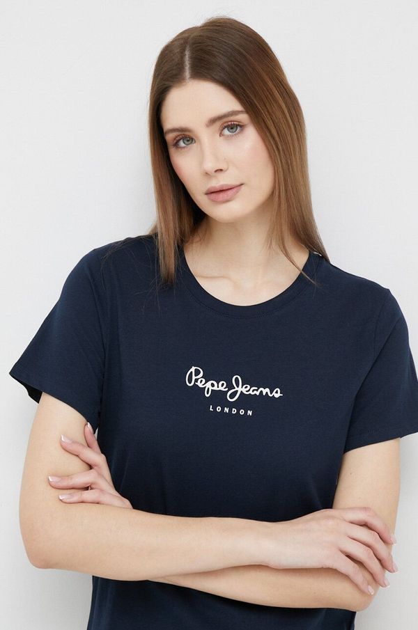 Pepe Jeans Bombažna kratka majica Pepe Jeans mornarsko modra barva