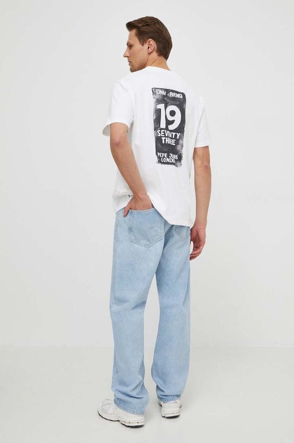 Pepe Jeans Bombažna kratka majica Pepe Jeans moški, bež barva