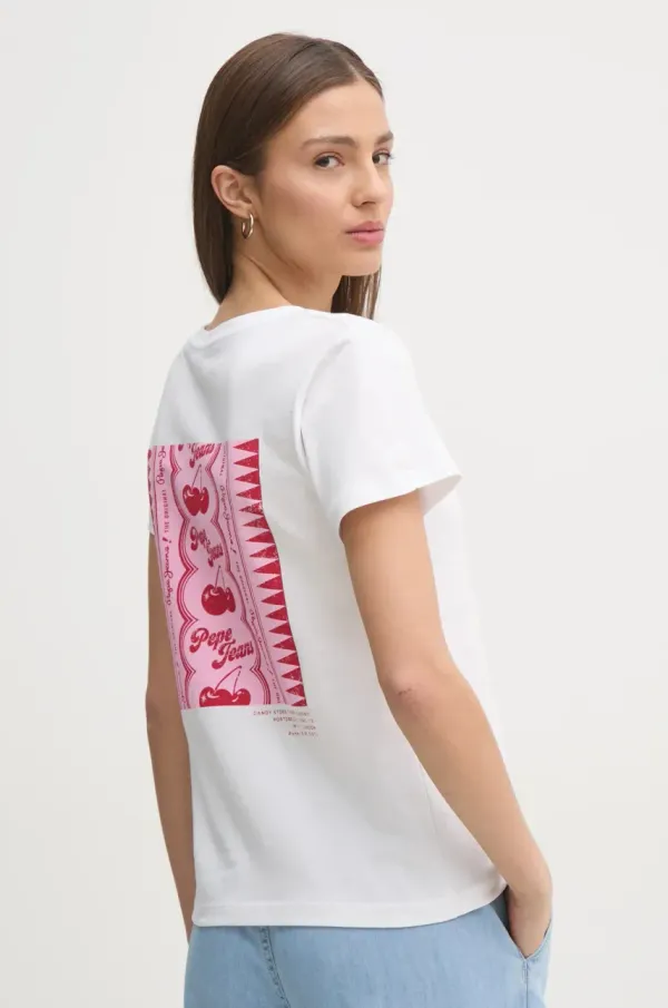 Pepe Jeans Bombažna kratka majica Pepe Jeans ROSEY ženska, bela barva, PL506070