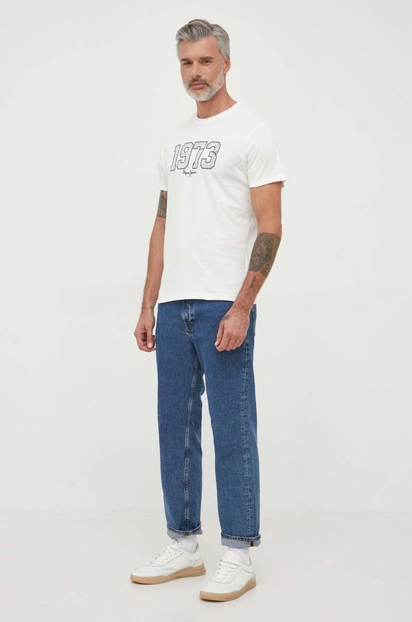 Pepe Jeans Bombažna kratka majica Pepe Jeans WYATT bež barva