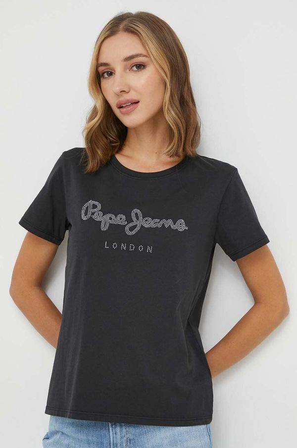 Pepe Jeans Bombažna kratka majica Pepe Jeans ženski, črna barva