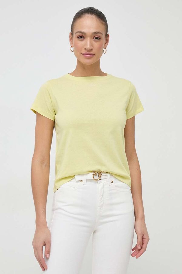 Pinko Bombažna kratka majica Pinko ženski, rumena barva