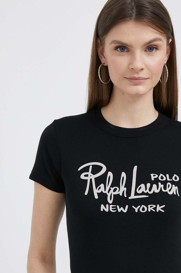 Polo Ralph Lauren Bombažna kratka majica Polo Ralph Lauren črna barva
