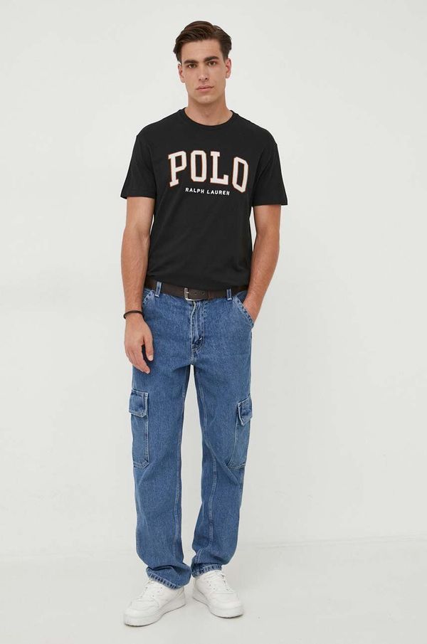 Polo Ralph Lauren Bombažna kratka majica Polo Ralph Lauren črna barva