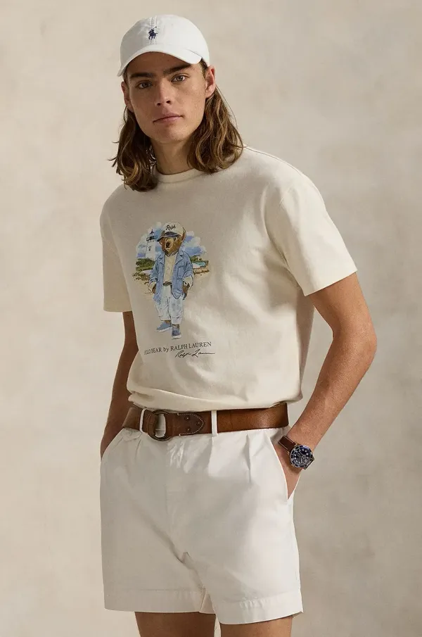 Polo Ralph Lauren Bombažna kratka majica Polo Ralph Lauren moška, bela barva, 710969630