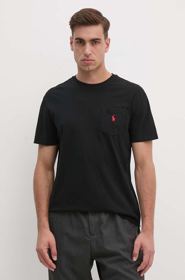 Polo Ralph Lauren Bombažna kratka majica Polo Ralph Lauren moška, črna barva, 710707095