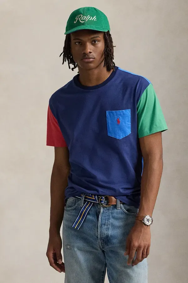 Polo Ralph Lauren Bombažna kratka majica Polo Ralph Lauren moška, mornarsko modra barva, 710852665