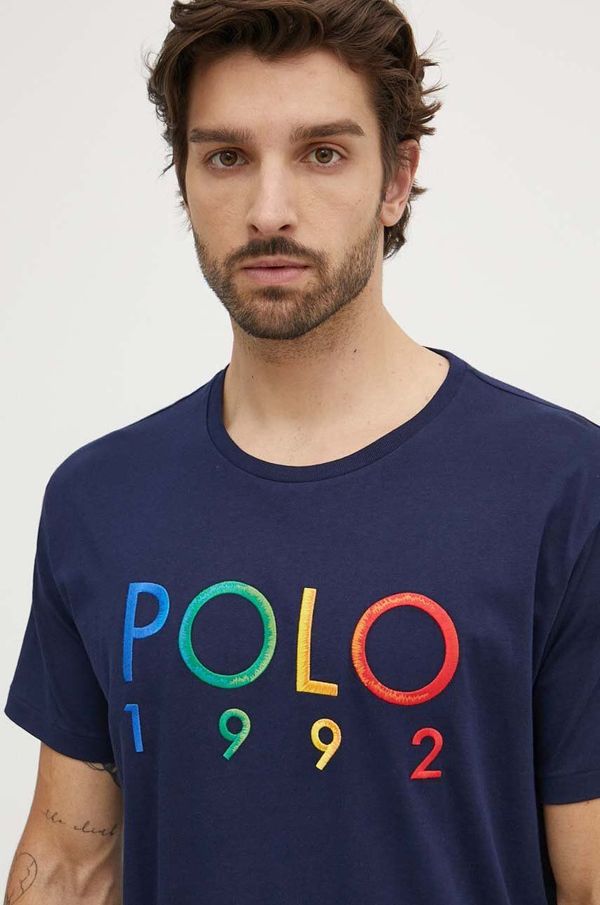 Polo Ralph Lauren Bombažna kratka majica Polo Ralph Lauren moška, mornarsko modra barva, 710934742