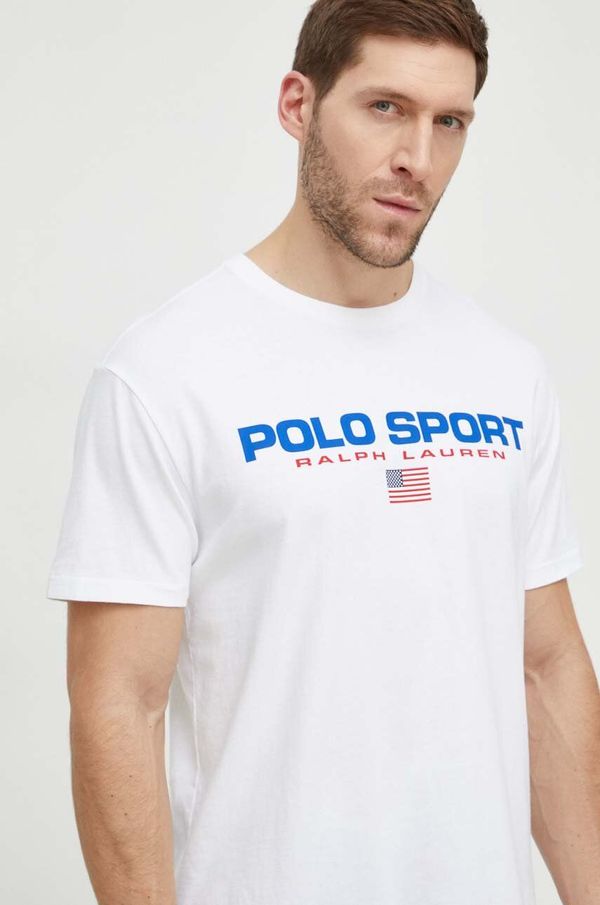 Polo Ralph Lauren Bombažna kratka majica Polo Ralph Lauren moški, bela barva