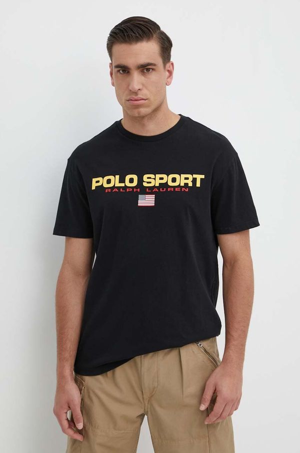 Polo Ralph Lauren Bombažna kratka majica Polo Ralph Lauren moški, črna barva