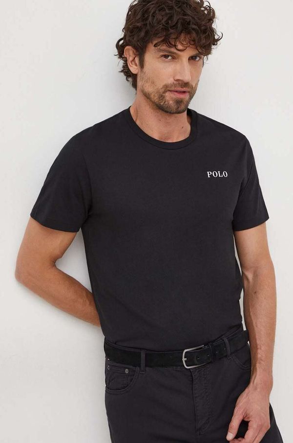 Polo Ralph Lauren Bombažna kratka majica Polo Ralph Lauren moški, črna barva