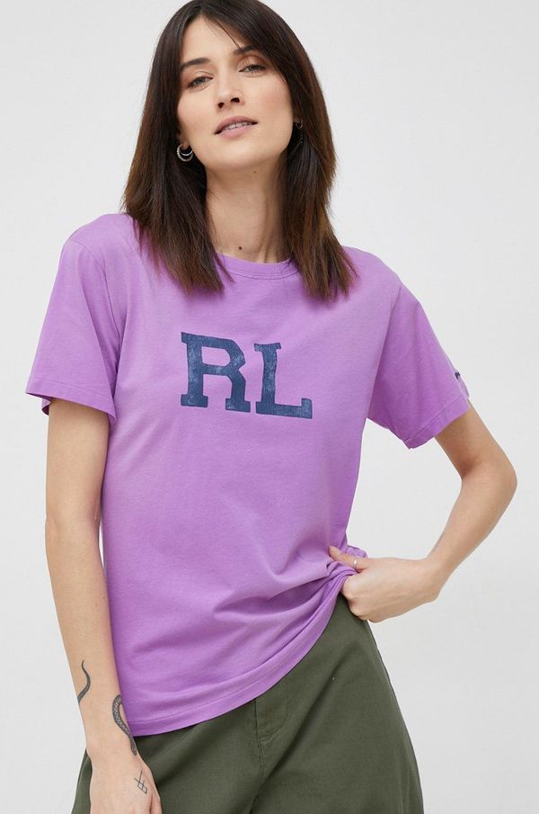 Polo Ralph Lauren Bombažna kratka majica Polo Ralph Lauren vijolična barva
