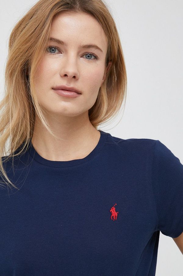 Polo Ralph Lauren Bombažna kratka majica Polo Ralph Lauren ženska, mornarsko modra barva, 211898698