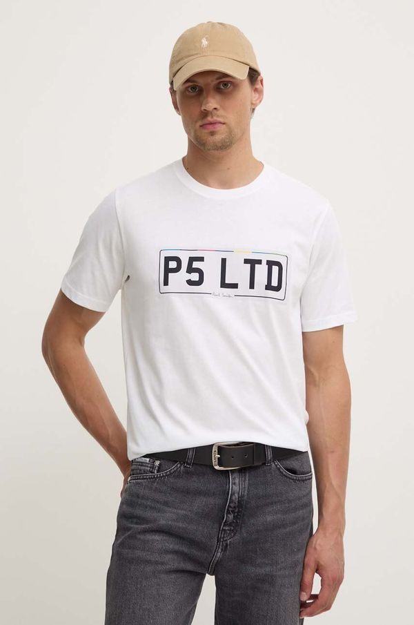 PS Paul Smith Bombažna kratka majica PS Paul Smith moška, bela barva, M2R.011R.NP4693
