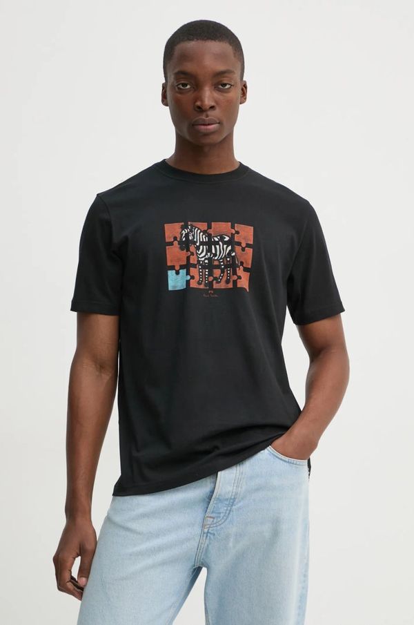 PS Paul Smith Bombažna kratka majica PS Paul Smith moška, črna barva, M2R.011R.PP5079