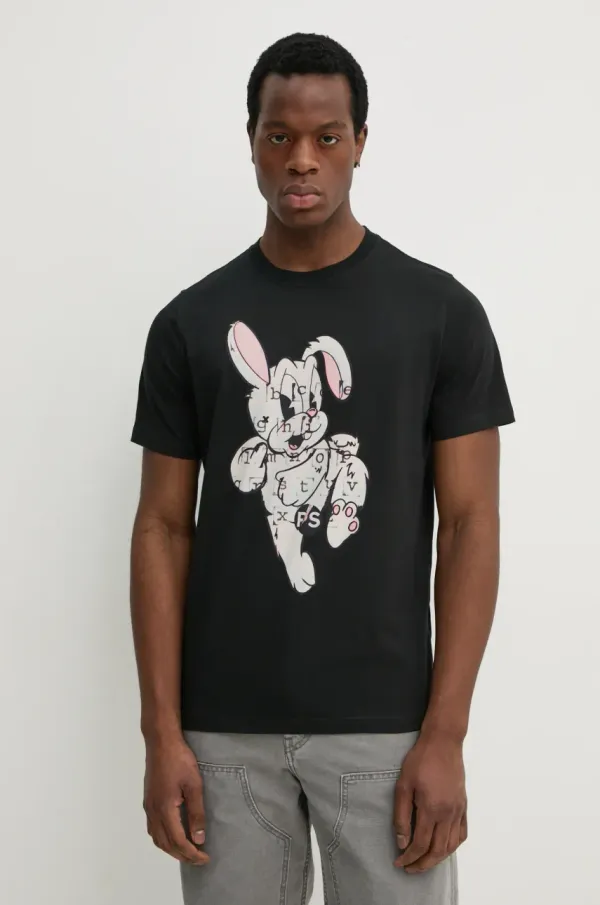 PS Paul Smith Bombažna kratka majica PS Paul Smith moška, črna barva, M2R.011R.PP5132