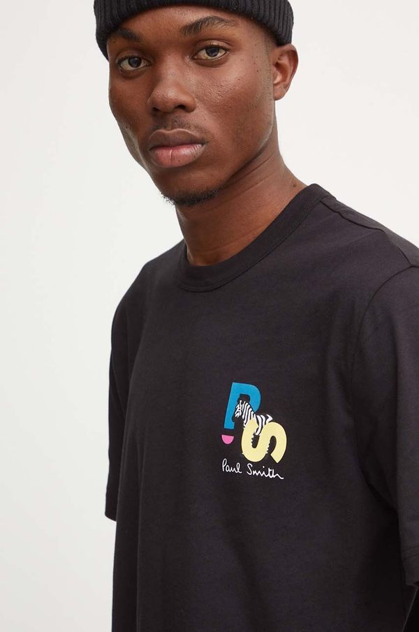 PS Paul Smith Bombažna kratka majica PS Paul Smith moška, črna barva, M2R.220X.NP4799