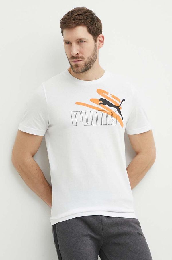 Puma Bombažna kratka majica Puma moška, bela barva, 678988