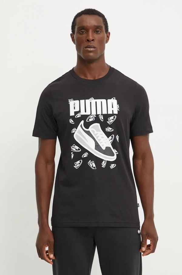 Puma Bombažna kratka majica Puma moška, črna barva, 683209