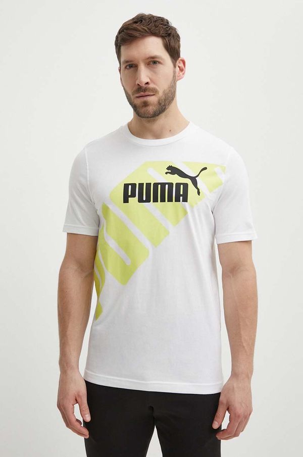 Puma Bombažna kratka majica Puma POWER moška, bela barva, 678960