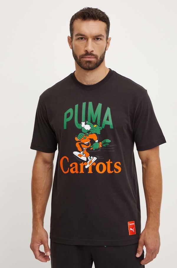 Puma Bombažna kratka majica Puma PUMA X CARROTS Graphic Tee moška, črna barva, 627443