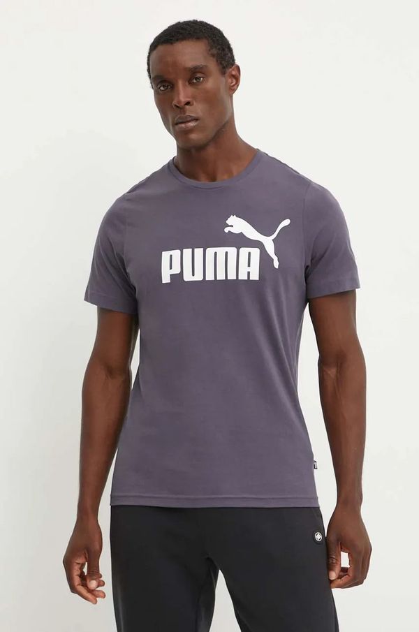 Puma Bombažna kratka majica Puma siva barva