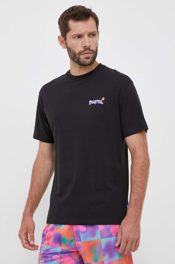 Puma Bombažna kratka majica Puma X 8ENJAMIN črna barva