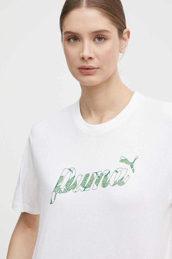 Puma Bombažna kratka majica Puma ženska, bela barva, 680432